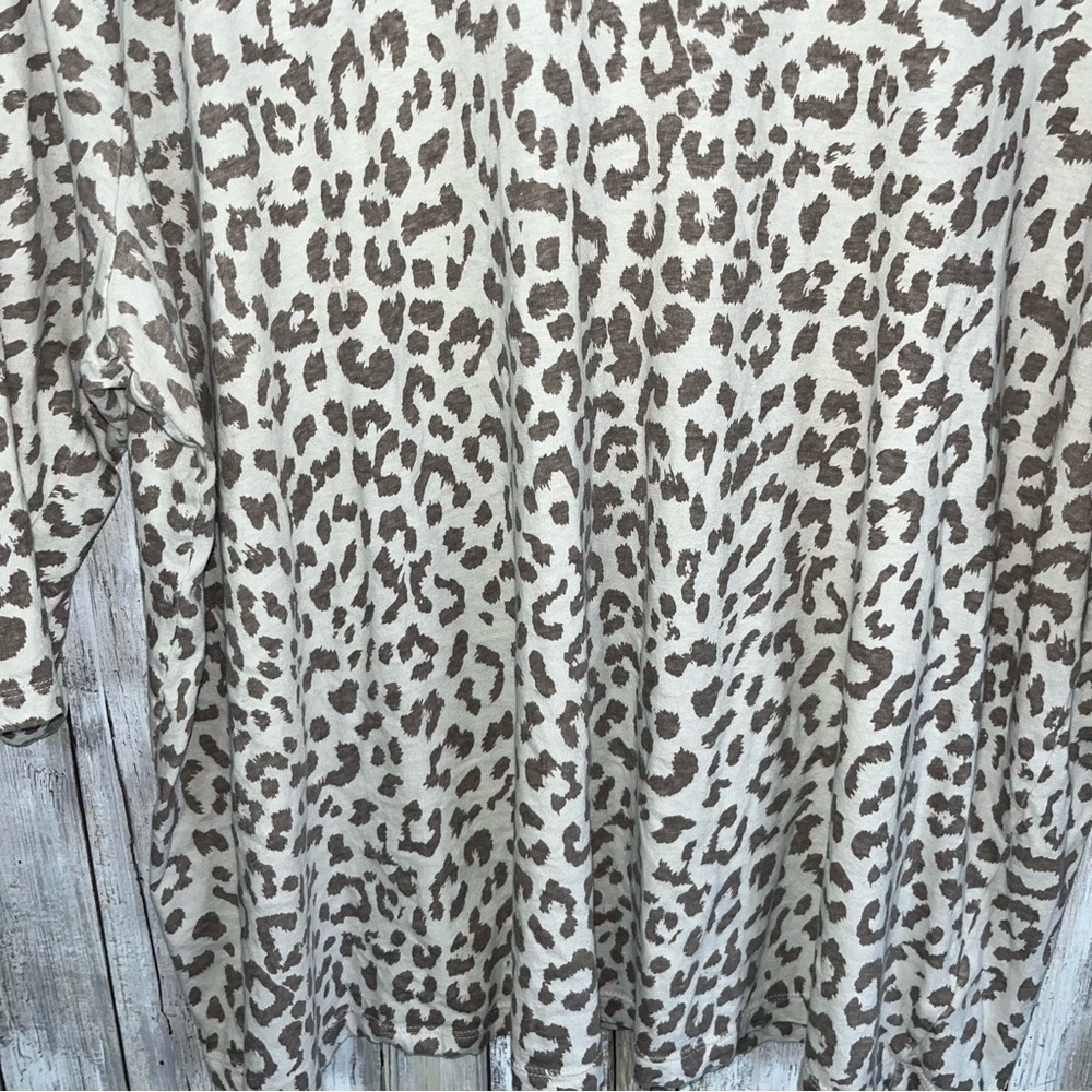 Lucky Brand Leopard Print Top 3X Plus Size Boho Oversized Tee Cream Brown - Picture 2 of 5